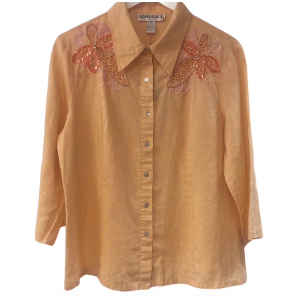 LINO USA Linen Blouse L